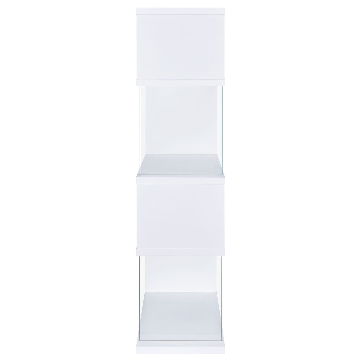 Emelle 63-inch 3-shelf Glass Panel Bookshelf White