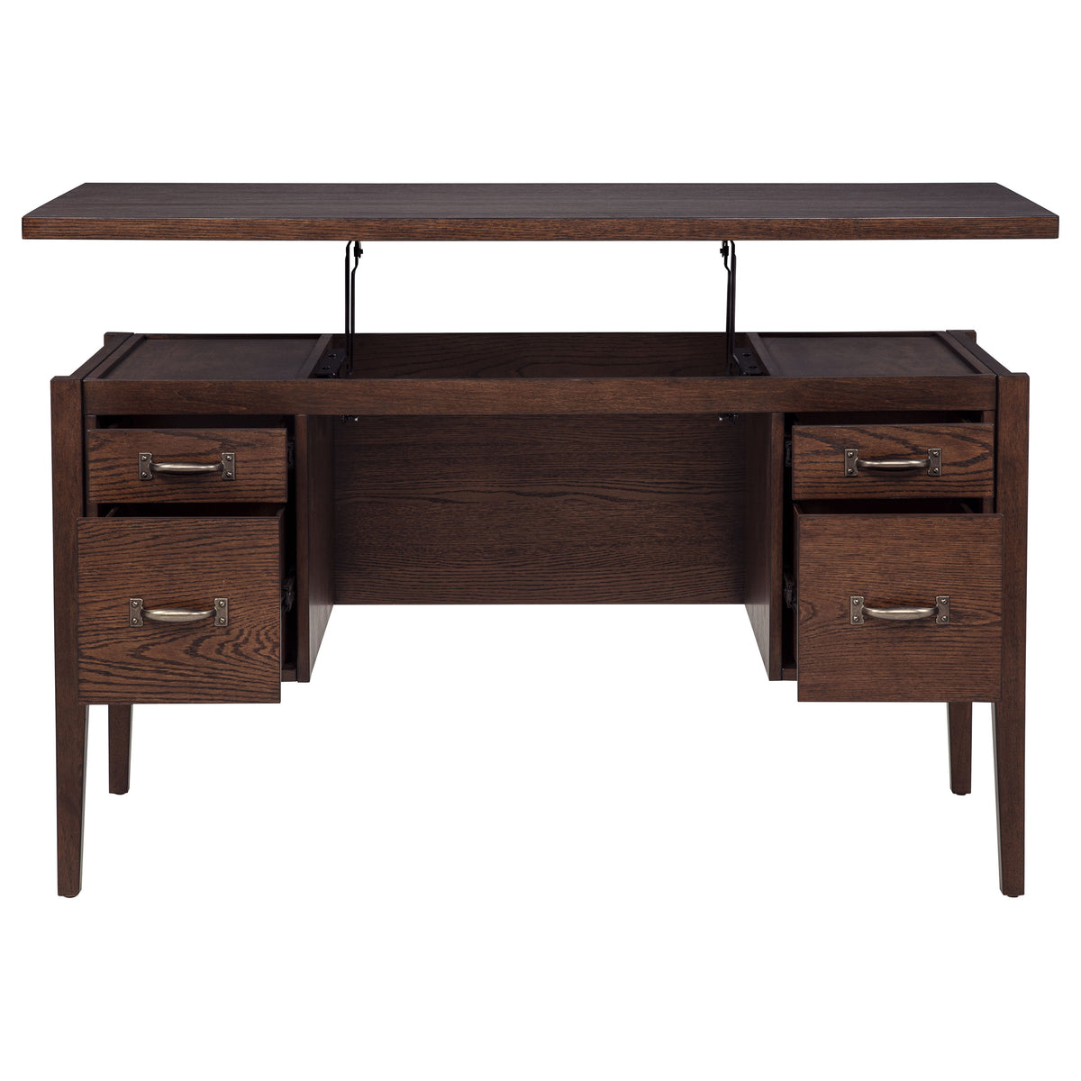 Graham 4-Drawer Lift-Top Computer Desk Walnut Brown