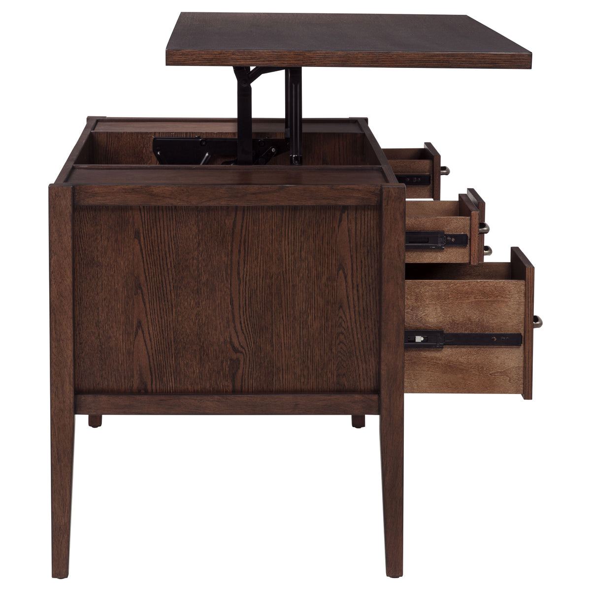 Graham 4-Drawer Lift-Top Computer Desk Walnut Brown