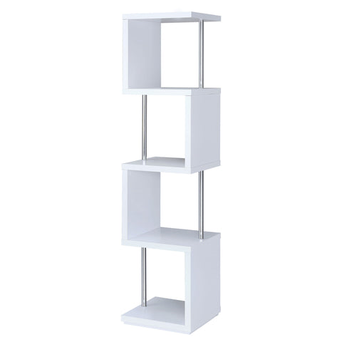 Baxter 67-inch 3-shelf Bookshelf White and Chrome