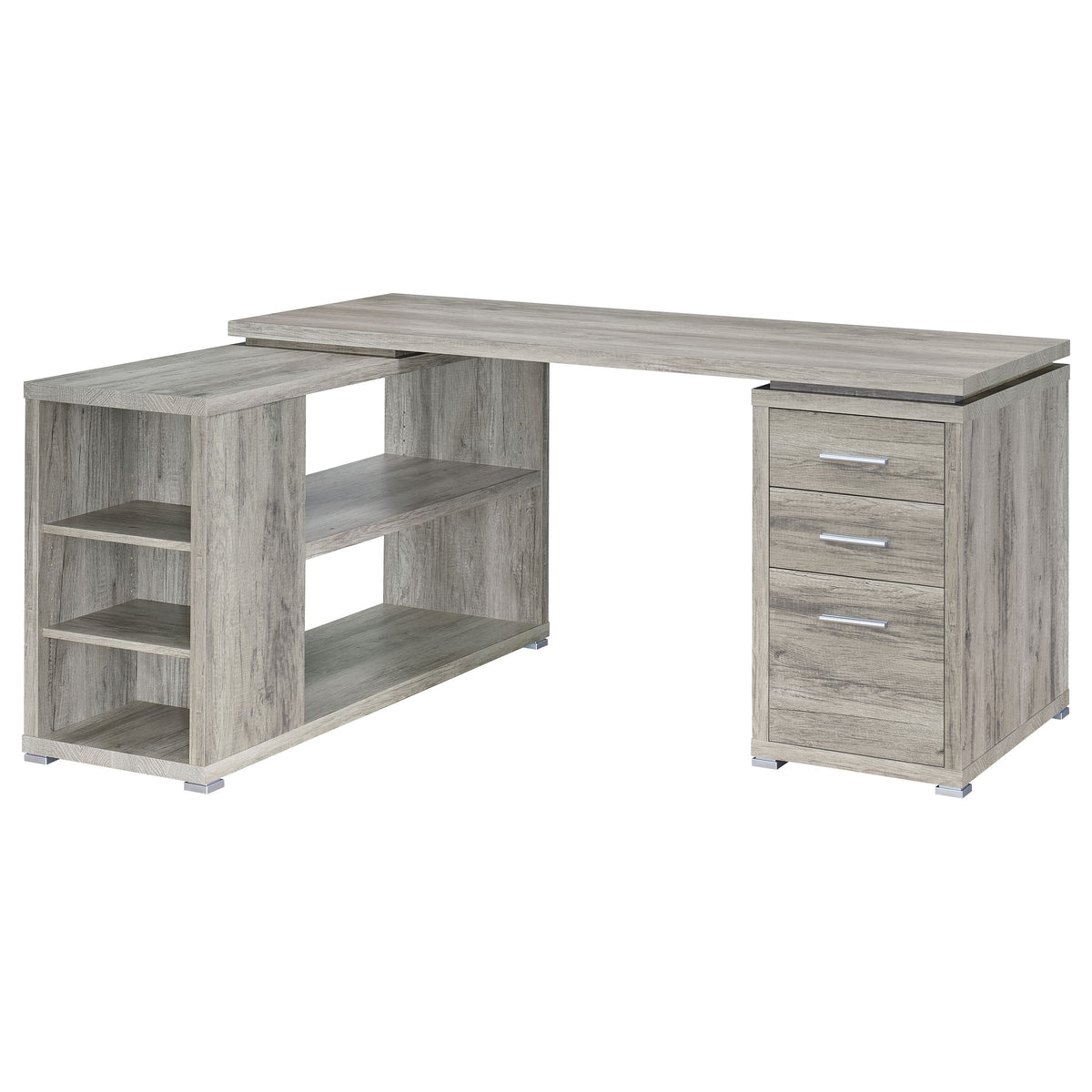 Yvette 60-inch 3-drawer L-Shape Computer Desk Grey Driftwood