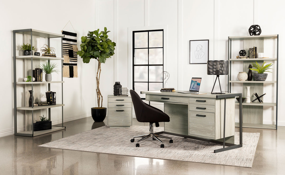 Loomis 72-inch 3-shelf Bookshelf Whitewashed Grey