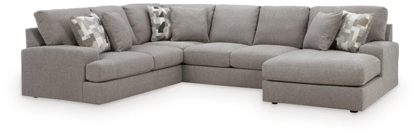 Lindon Smoke 3-Piece Sectional with Right-Arm Facing Chaise