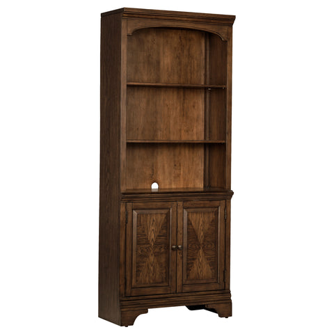 Hartshill 78-inch 4-shelf Cabinet Bookcase Burnished Oak