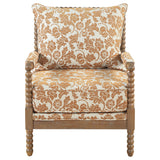 Blanchett Upholstered Bobbin Accent Chair Apricot and Distressed Brown