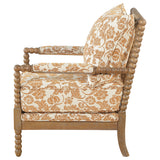 Blanchett Upholstered Bobbin Accent Chair Apricot and Distressed Brown