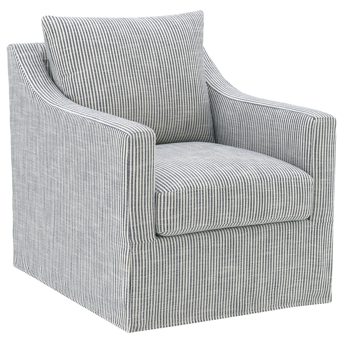 Winter Upholstered Sloped Arm Accent Swivel Chair Navy Blue