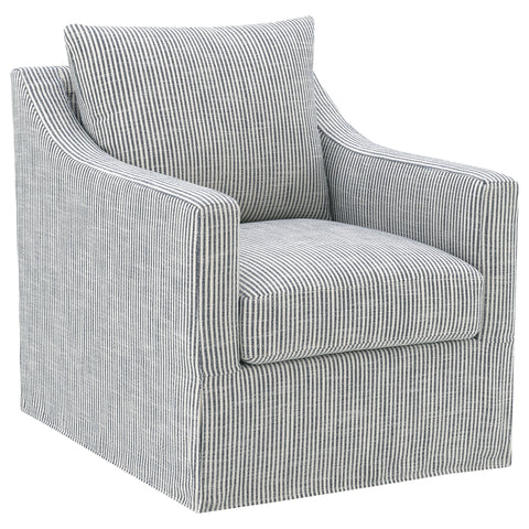 Winter Upholstered Sloped Arm Accent Swivel Chair Navy Blue