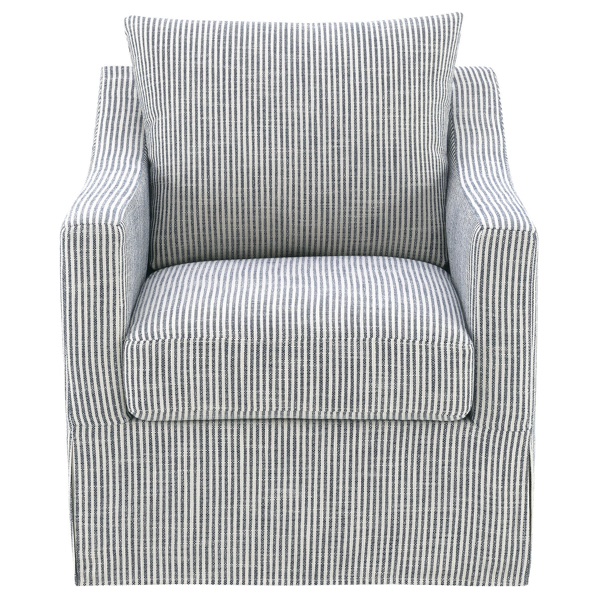 Winter Upholstered Sloped Arm Accent Swivel Chair Navy Blue