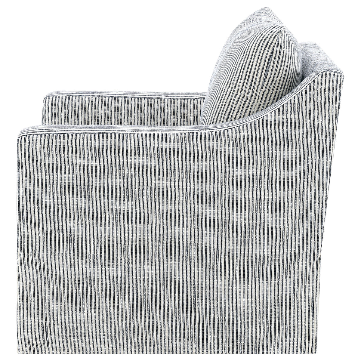 Winter Upholstered Sloped Arm Accent Swivel Chair Navy Blue