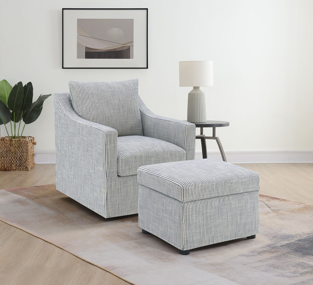 Winter Upholstered Sloped Arm Accent Swivel Chair Navy Blue