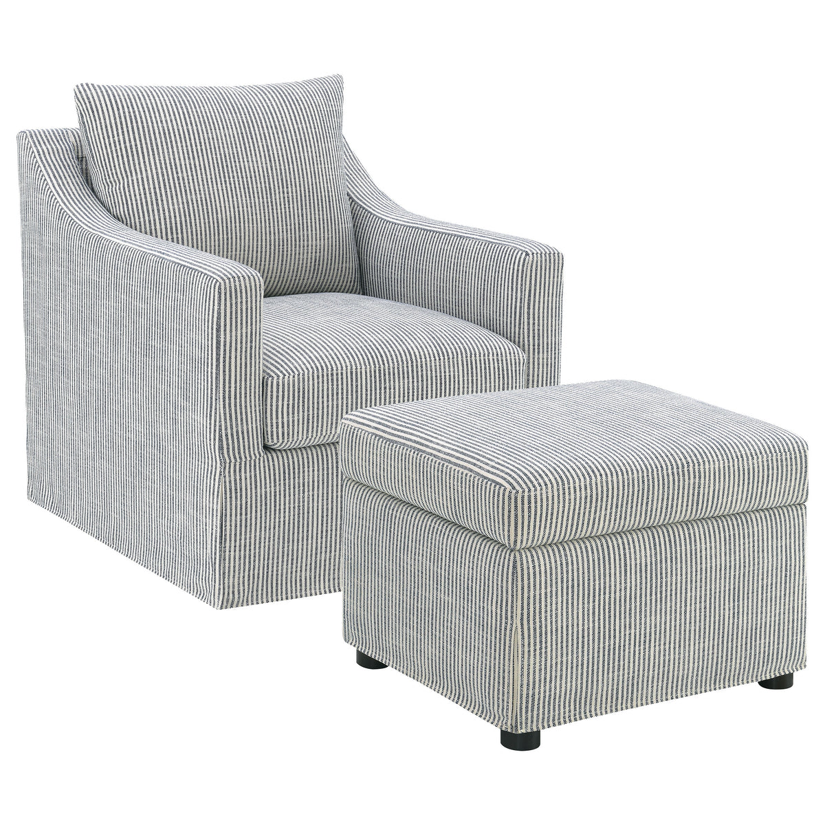 Winter Upholstered Sloped Arm Accent Swivel Chair Navy Blue