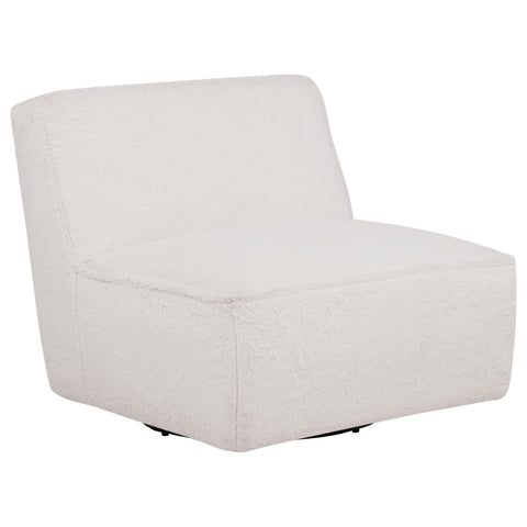 Badoer Faux Fur Swivel Accent Chair Ecru