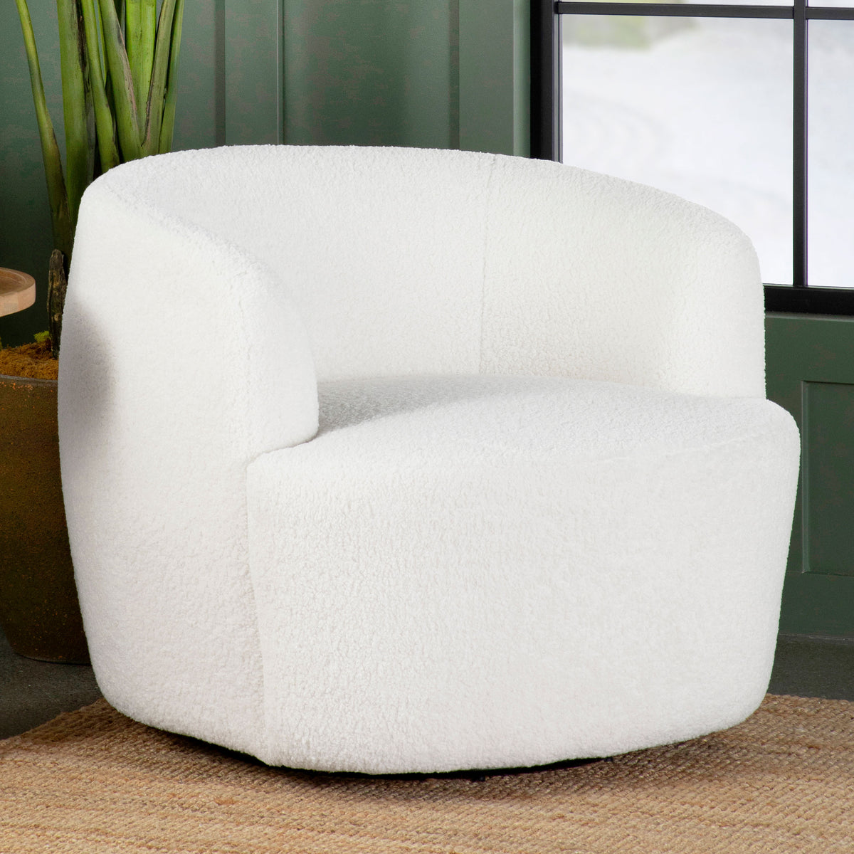 Hudson Sherpa Swivel Accent Chair Ivory