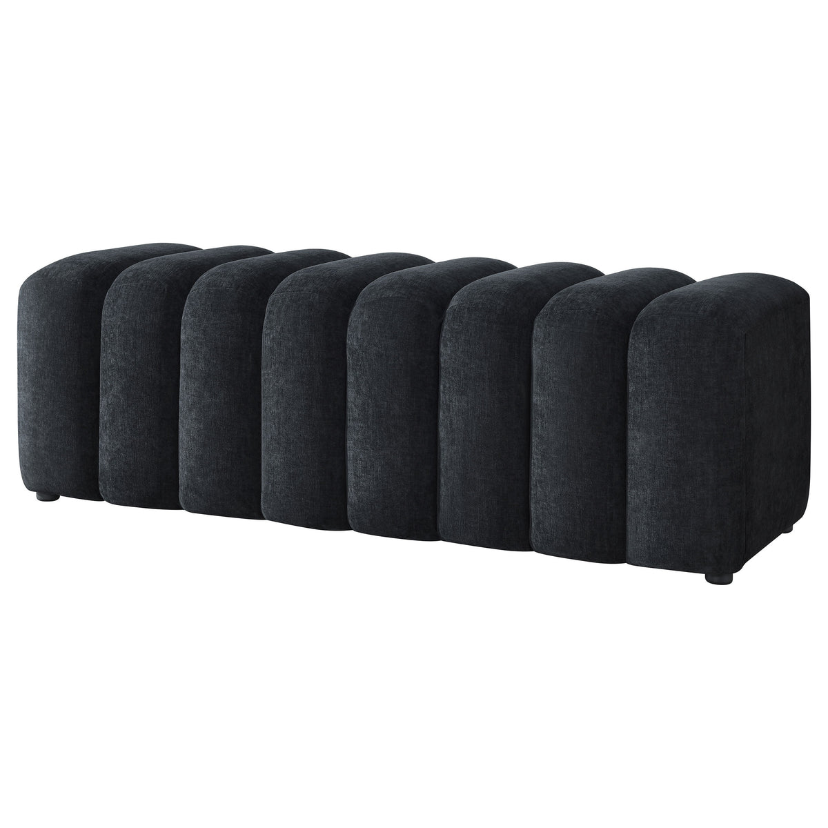 Summer Upholstered Channel Accent Bench Black