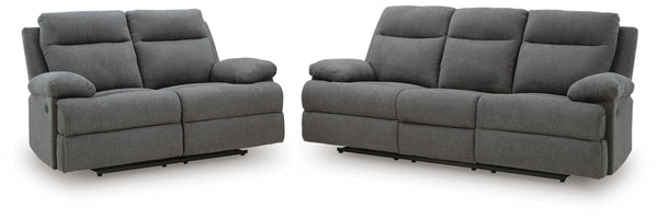 Side-Swipe Charcoal Reclining Living Room Set