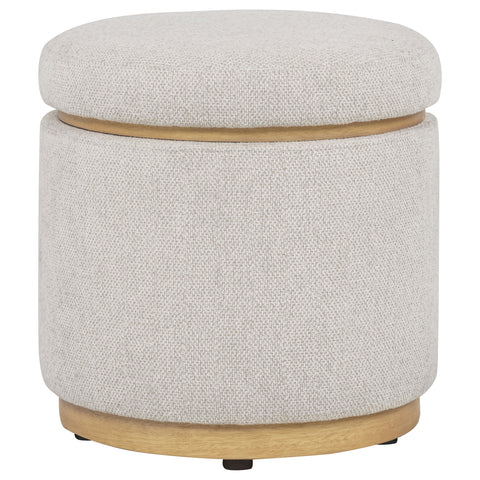 Remuda Boucle Upholstered Round Storage Ottoman Ivory