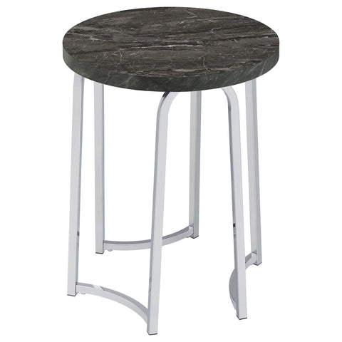Barcelo Round Faux Marble Top Metal Side Table Grey