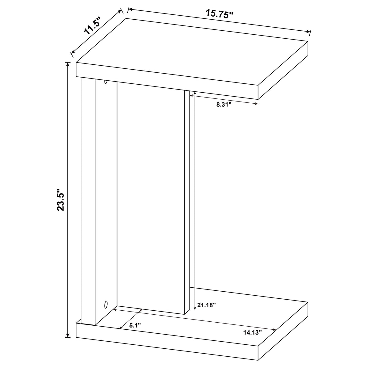 Clower Engineered Wood C-Shaped Sofa Side Table Light Oak