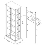 Delphinium 4-Shelf Clear Glass Curio Display Cabinet White