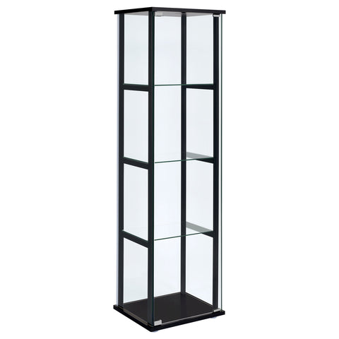 Cyclamen 4-tier Clear Glass Curio Display Cabinet Black