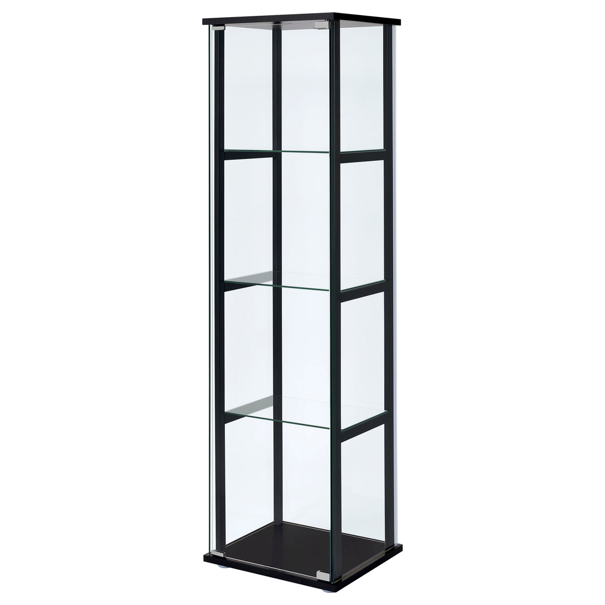 Cyclamen 4-tier Clear Glass Curio Display Cabinet Black