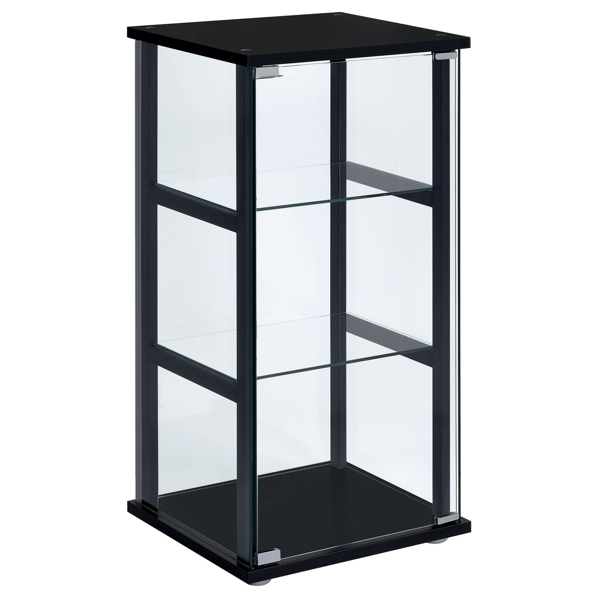 Cyclamen 3-tier Clear Glass Curio Display Cabinet Black