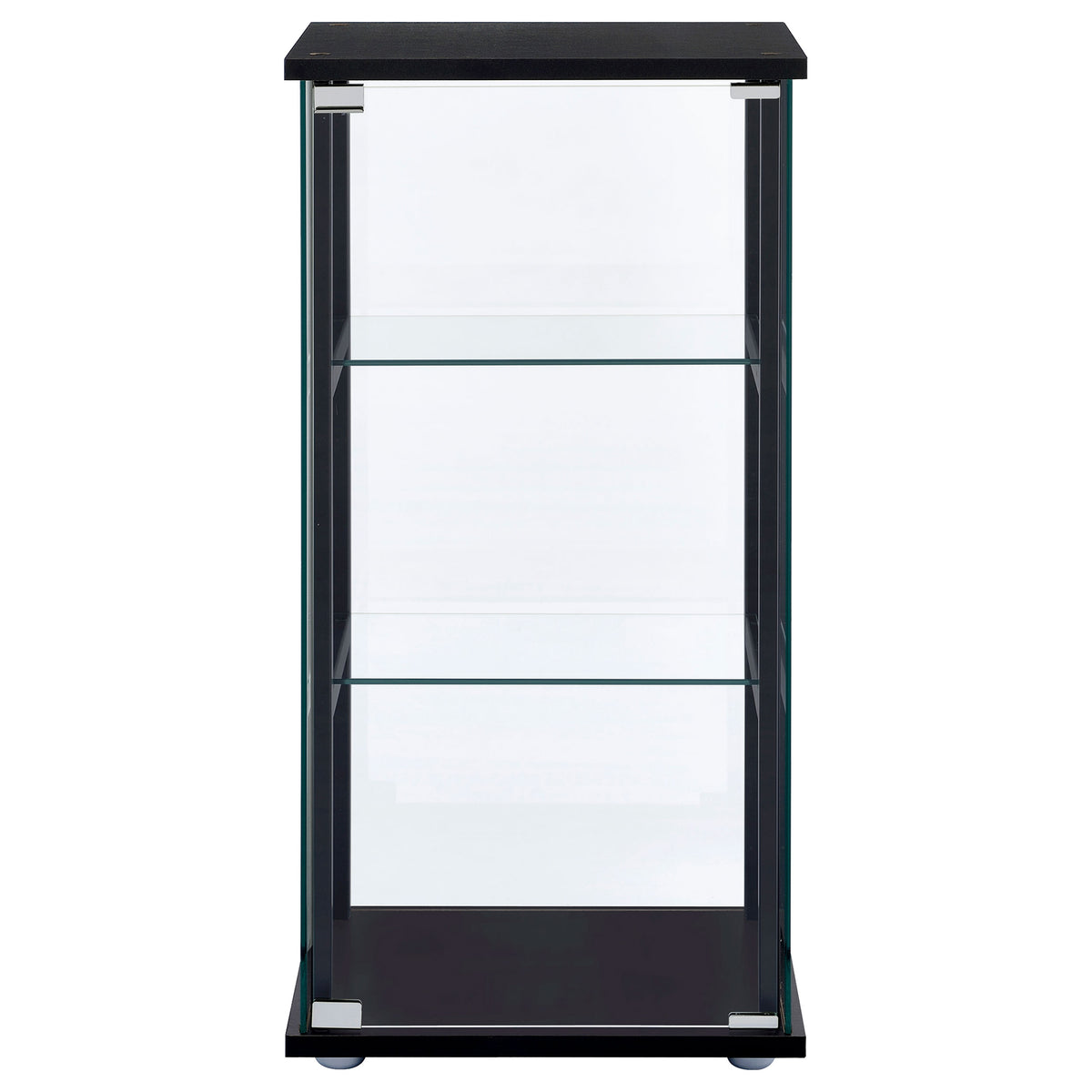 Cyclamen 3-tier Clear Glass Curio Display Cabinet Black