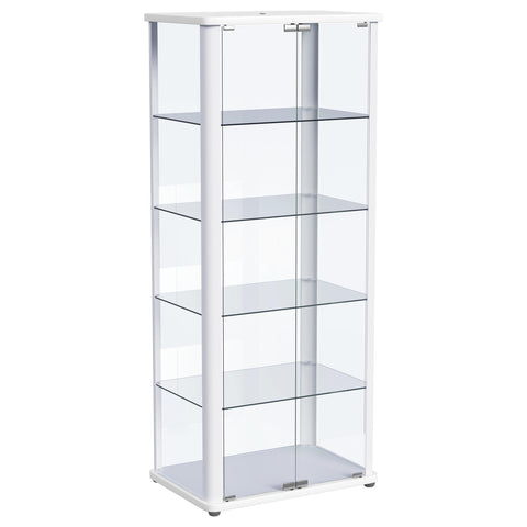 Aero LED 4-Shelf Glass Curio Display Cabinet White