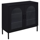 Jess 2-door Arched Fluted Glass Accent Cabinet Black