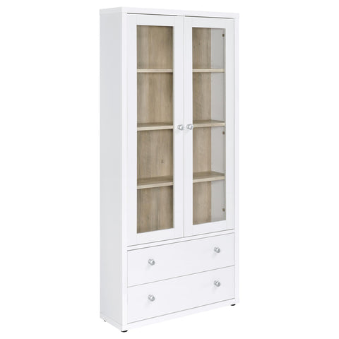 Hawthorne 3-shelf Glass Door Tall Cabinet with Drawers White