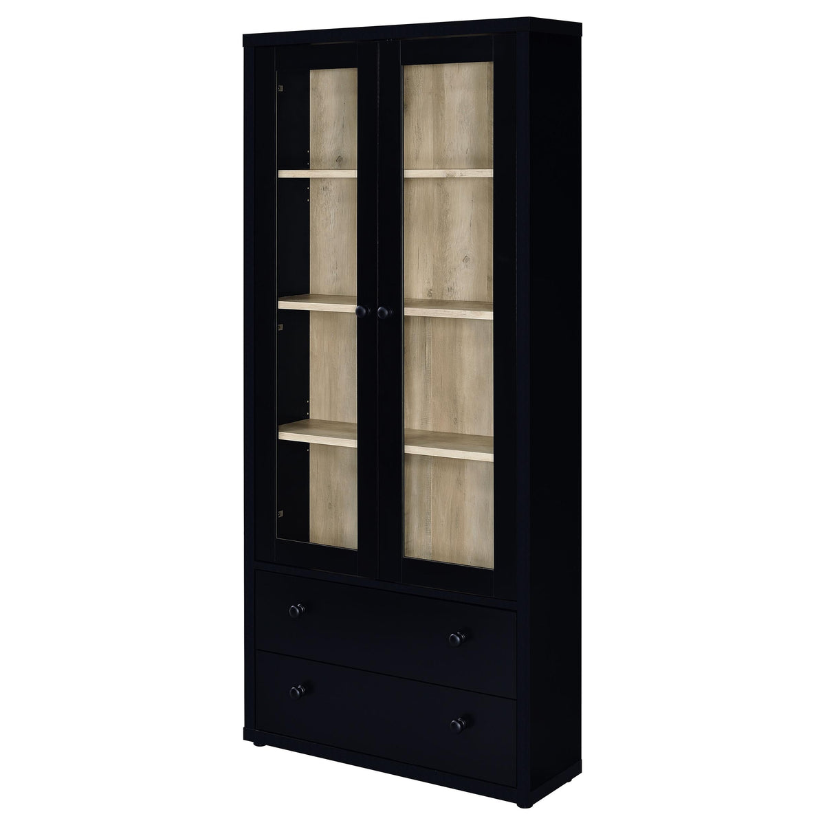 Hawthorne 3-shelf Glass Door Cabinet with Drawers Black