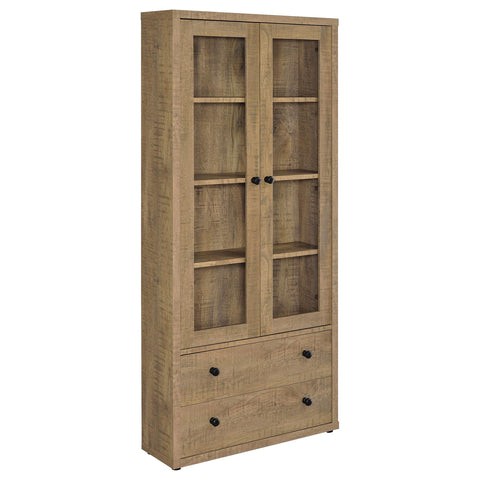 Hawthorne 3-shelf Glass Door Tall Cabinet with Drawers Mango