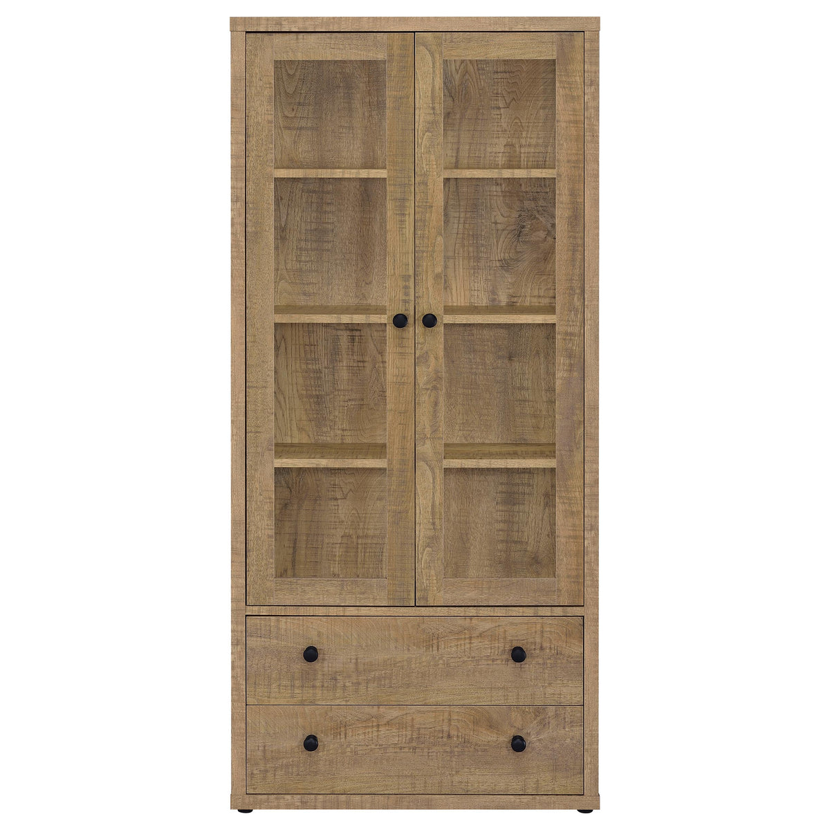 Hawthorne 3-shelf Glass Door Tall Cabinet with Drawers Mango