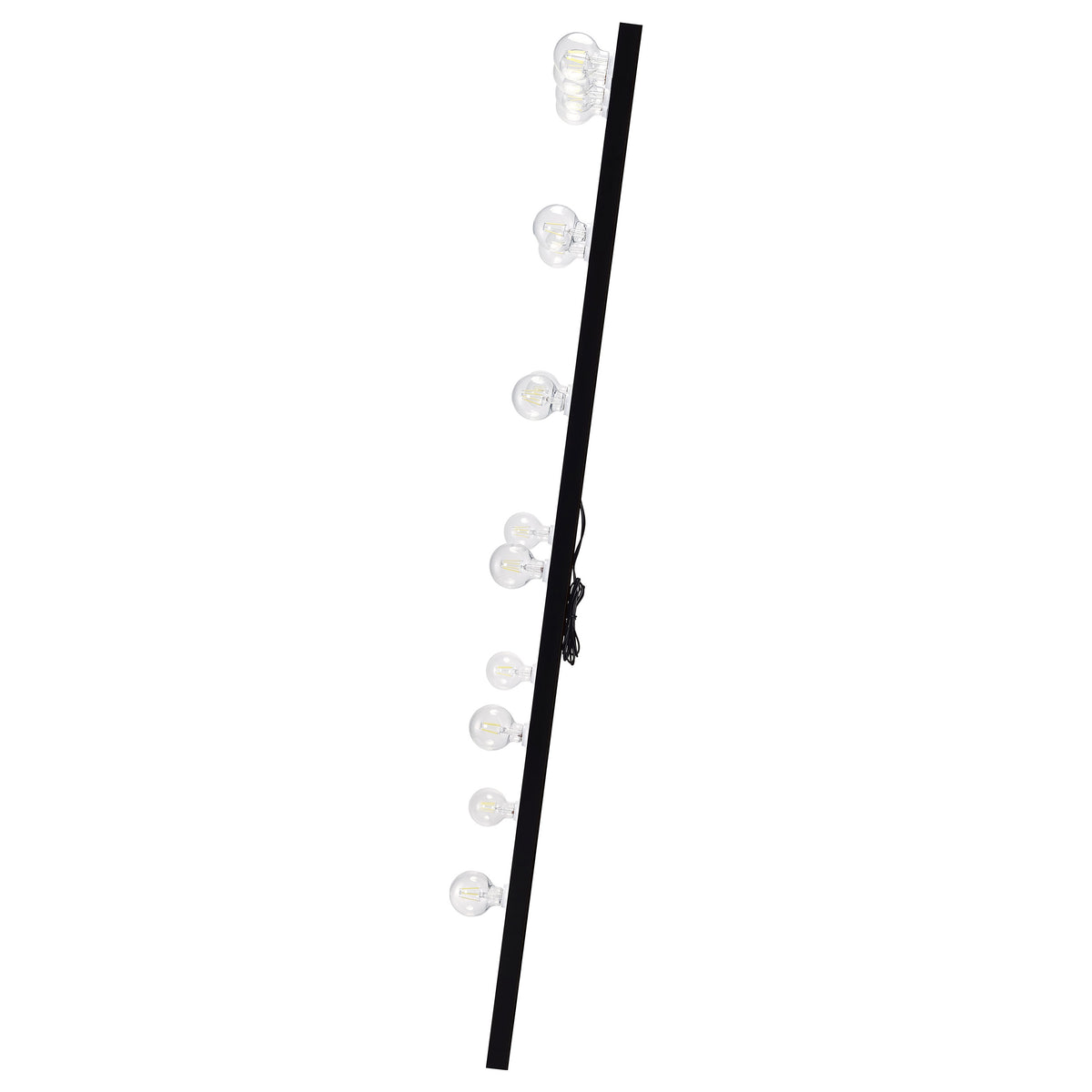 Zayan 32 x 71 Inch Floor Mirror LED Lighting Black High Gloss