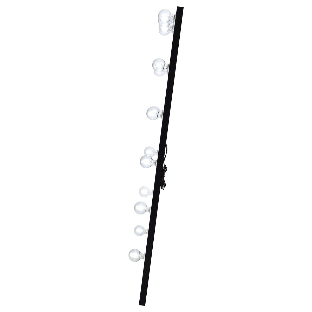 Zayan 32 x 71 Inch Floor Mirror LED Lighting Black High Gloss