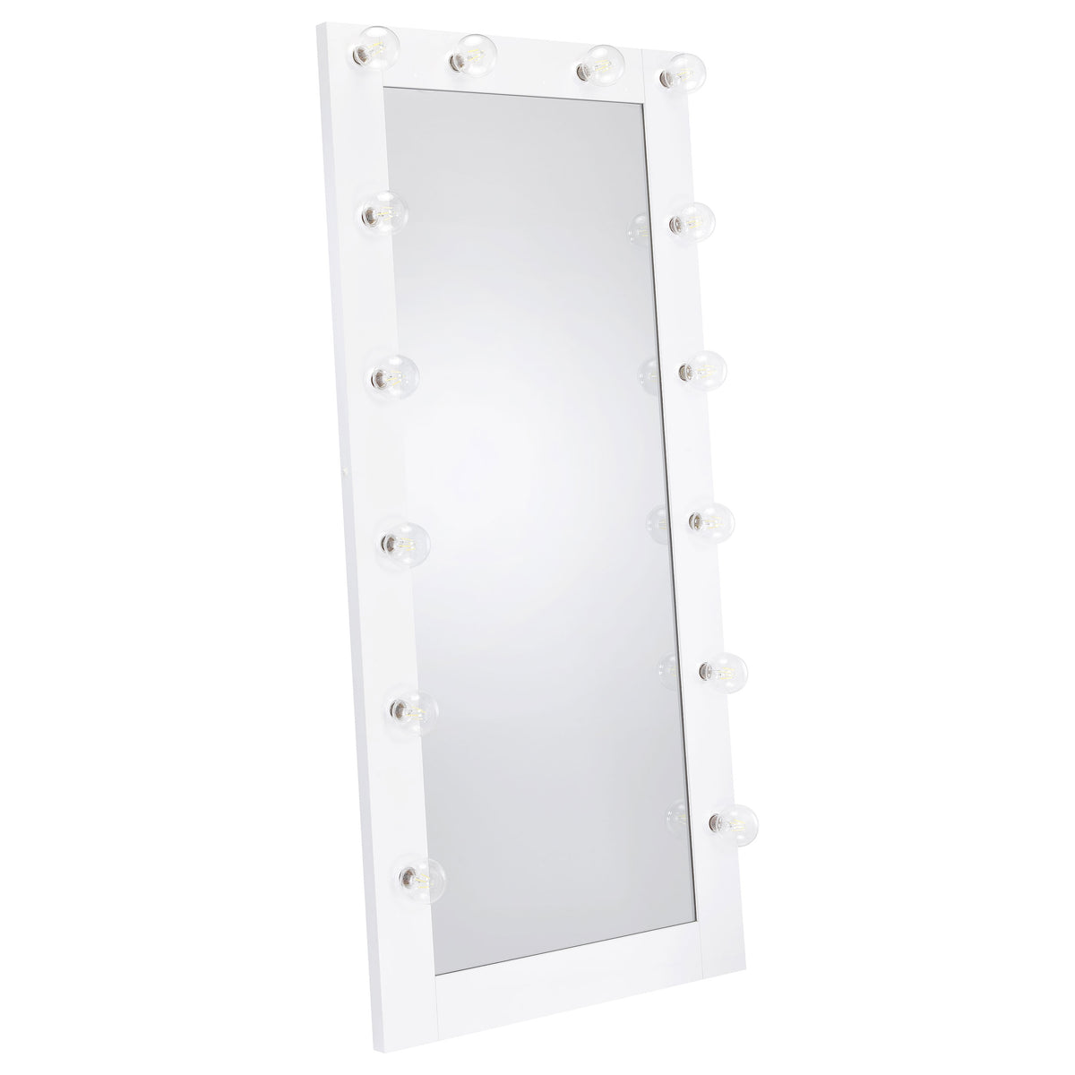 Zayan 32 x 71 Inch Floor Mirror LED Lighting White High Gloss