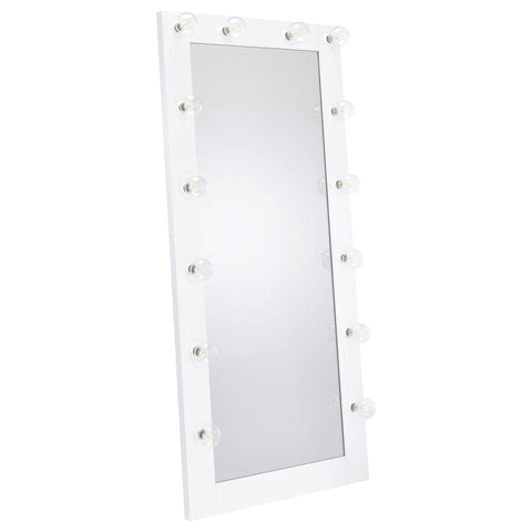 Zayan 32 x 71 Inch Floor Mirror LED Lighting White High Gloss