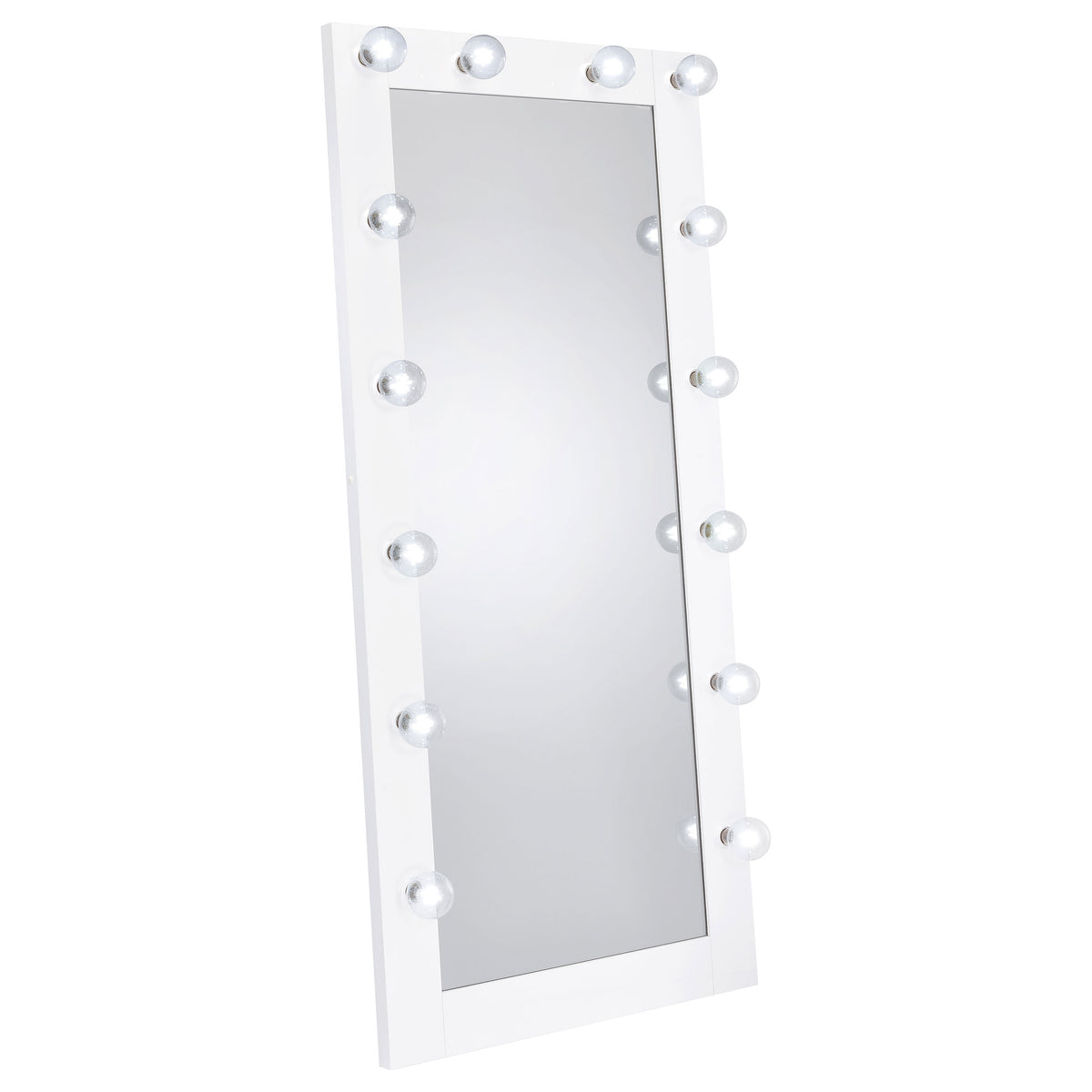 Zayan 32 x 71 Inch Floor Mirror LED Lighting White High Gloss