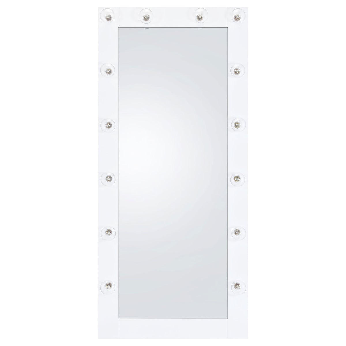 Zayan 32 x 71 Inch Floor Mirror LED Lighting White High Gloss