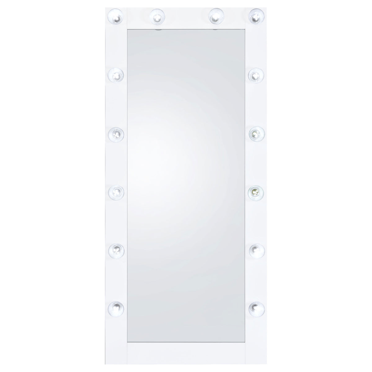 Zayan 32 x 71 Inch Floor Mirror LED Lighting White High Gloss