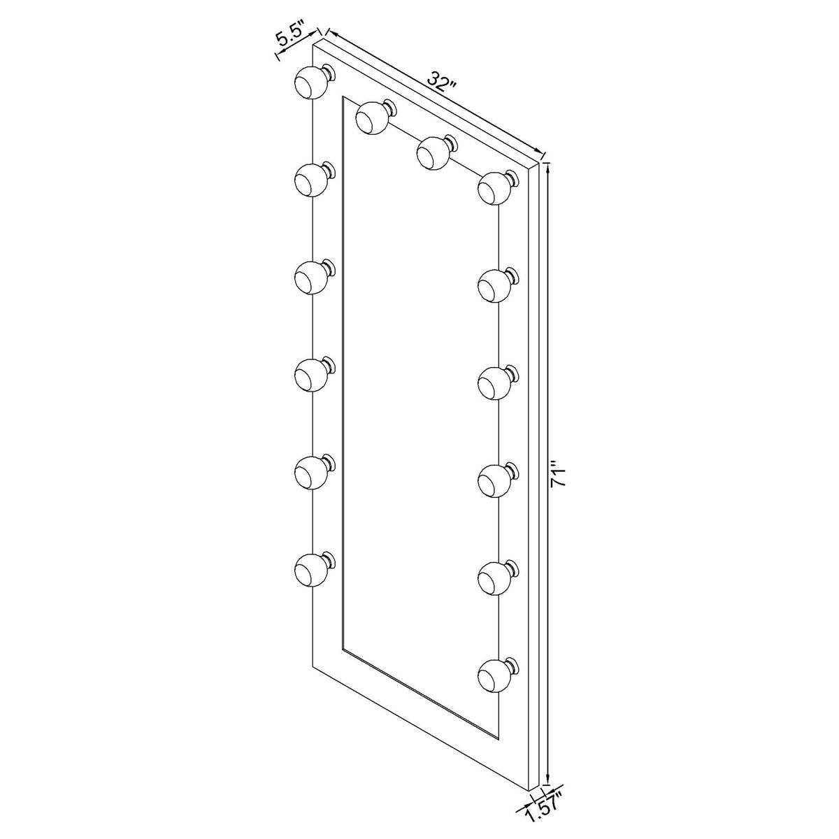 Zayan 32 x 71 Inch Floor Mirror LED Lighting White High Gloss