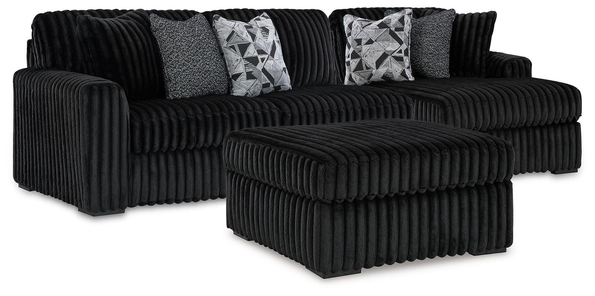 Midnight-Madness 2-Piece Sectional and Oversized Accent Ottoman