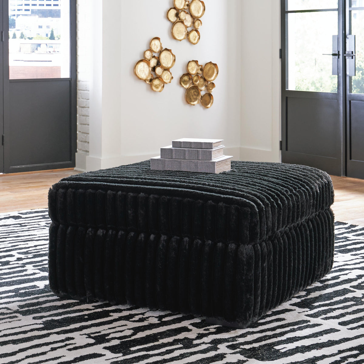 Midnight-Madness 3-Piece Sectional with Double Chaise and Ottoman