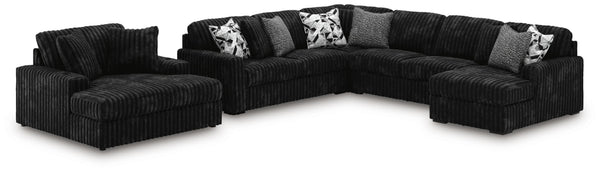 Midnight-Madness 4-Piece Sectional and Oversized Chaise