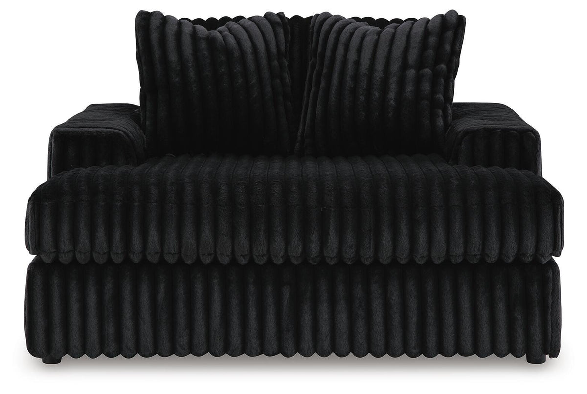 Midnight-Madness 3-Piece Sectional, Chaise and Oversized Accent Ottoman