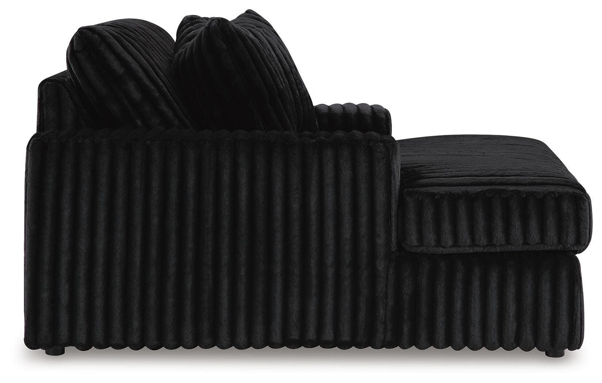 Midnight-Madness 3-Piece Sectional, Chaise and Oversized Accent Ottoman