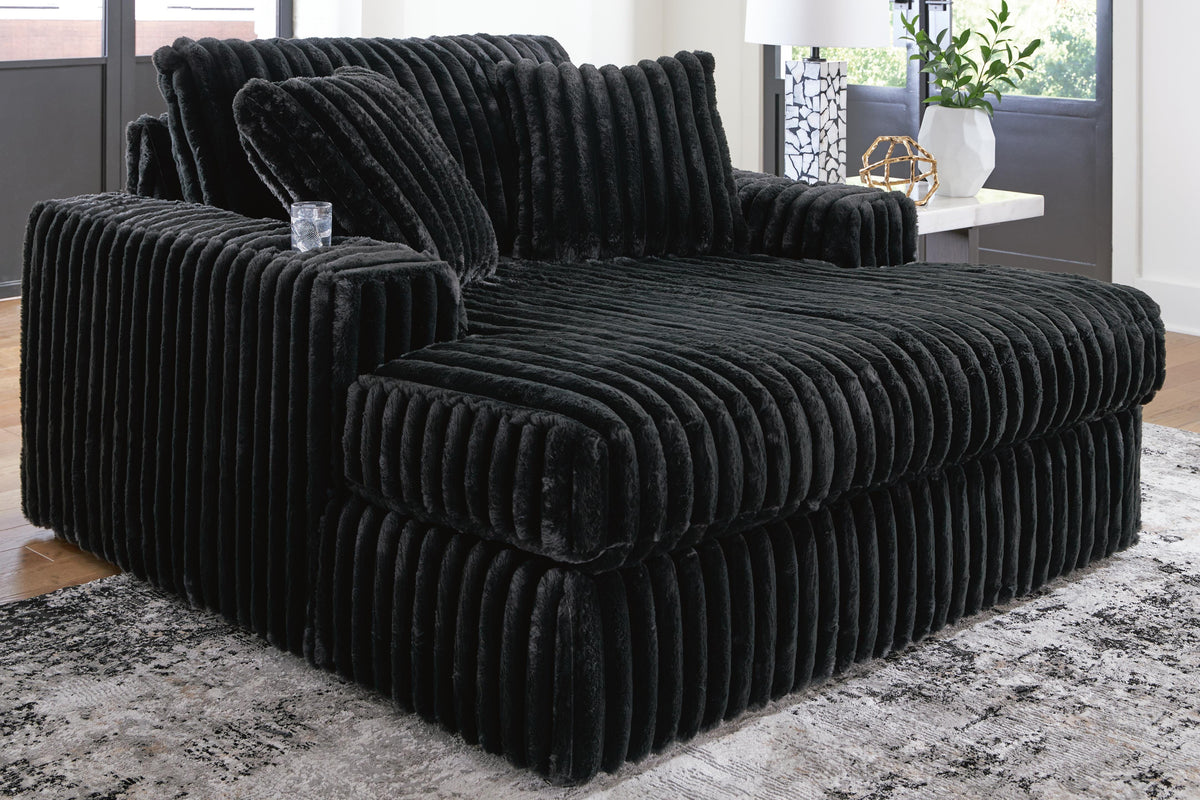 Midnight-Madness Oversized Chaise and Oversized Accent Ottoman