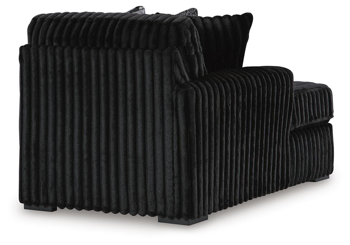 Midnight-Madness 3-Piece Sectional with Double Chaise and Ottoman