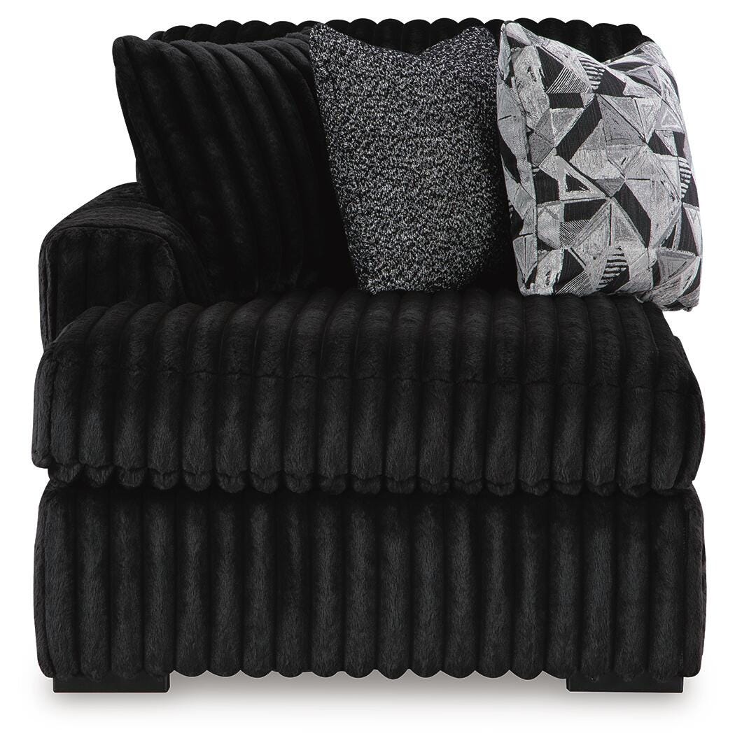 Midnight-Madness 3-Piece Sectional with Double Chaise and Ottoman